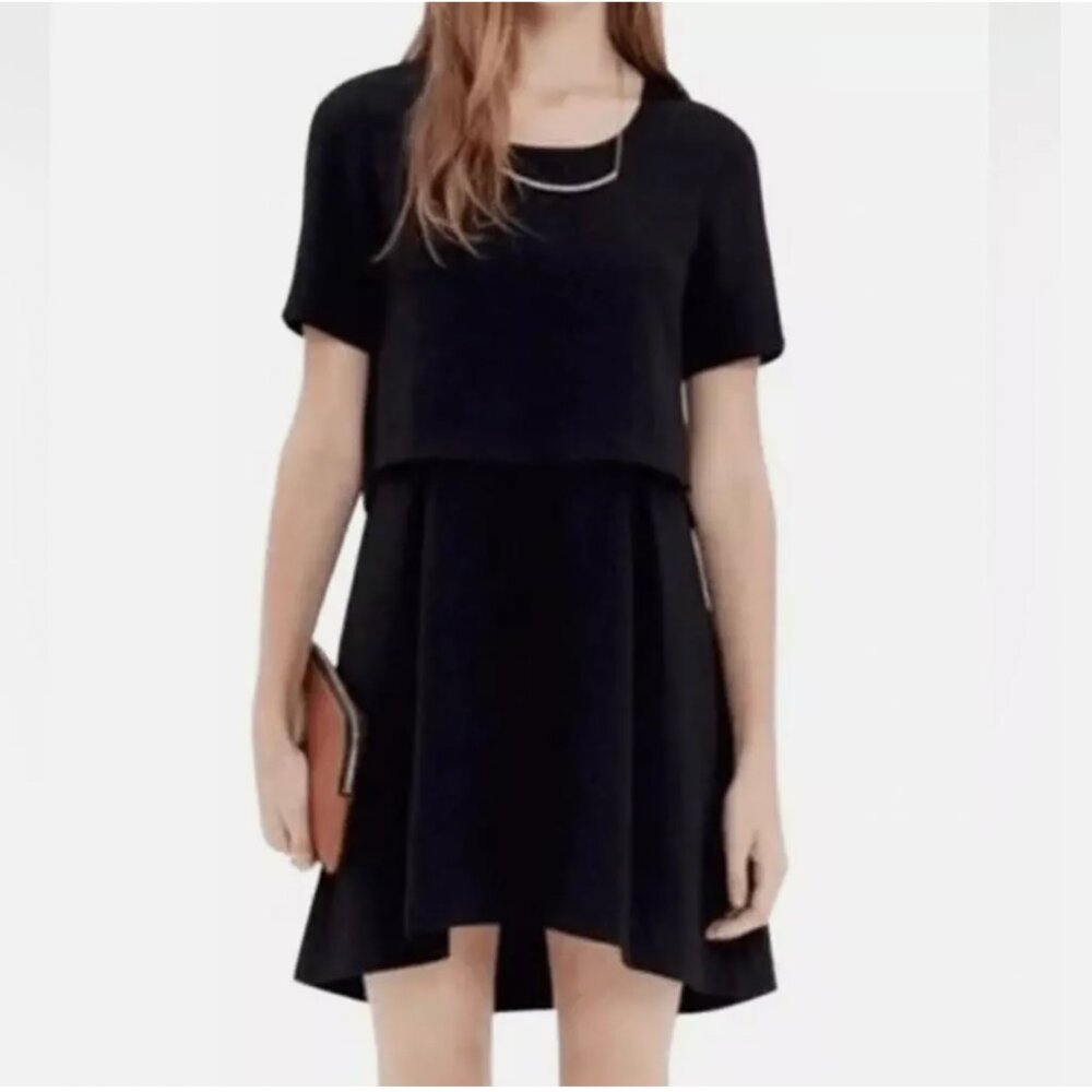 Madewell Women's Black "Folio" Crepe Short Sleeve Dress NWT Sz 10